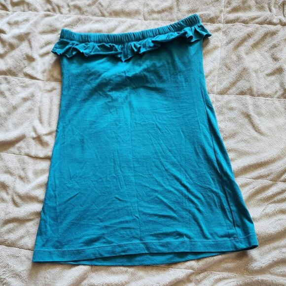 Next Era Couture Blue Green Turquoise Ruffled Tube Top Sz S Y2K Vintage Festival - Picture 6 of 8